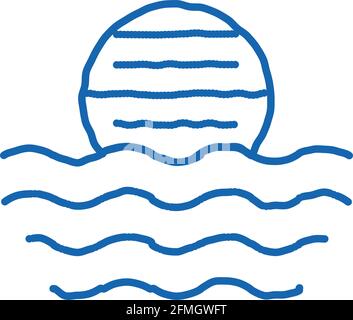 Ball auf Wasser Doodle Symbol handgezeichnete Illustration Stock Vektor