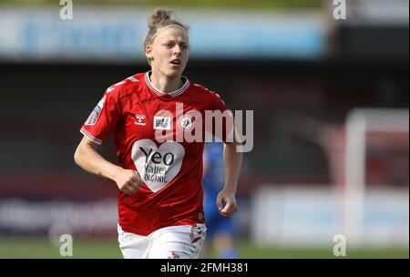 Crawley, Großbritannien. Mai 2021. Yana Daniels aus Bristol City während des FA Women's Super League-Spiels zwischen Brighton & Hove Albion Women und Bristol City Women am 9. Mai 2021 im People's Pension Stadium in Crawley, Großbritannien Stockfoto