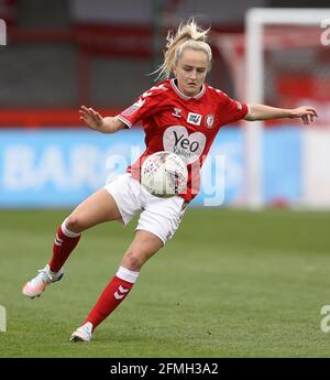 Crawley, Großbritannien. Mai 2021. Faye Bryson aus Bristol City während des FA Women's Super League-Spiels zwischen Brighton & Hove Albion Women und Bristol City Women am 9. Mai 2021 im People's Pension Stadium in Crawley, Großbritannien Stockfoto