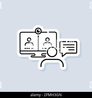 Aufkleber für den Kundendienst. Symbol für technischen Support. Callcenter-Service. Support-Assistent. Bediener. Vektor auf isoliertem Hintergrund. EPS 10. Stock Vektor