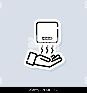 Aufkleber für Handtrockner. Logo des dünnen Händetrockners. Vektor auf isoliertem Hintergrund. EPS 10. Stock Vektor