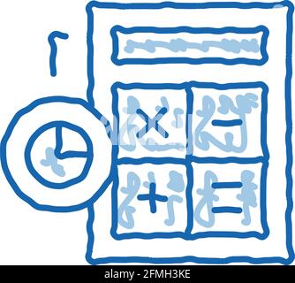Taschenrechner für Statistiker Doodle Icon Handgezeichnete Illustration Stock Vektor