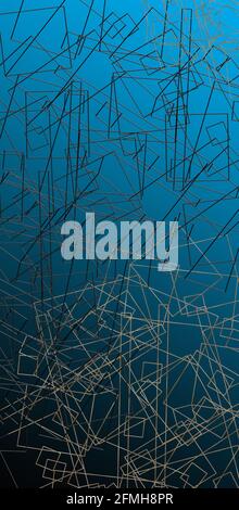 Futuristischer abstrakter Hintergrund in schwarz-blauem Gold. Geometrische moderne abstrakte dreieckige Linien Hintergrund. Schöne trendige kreative abstrakte Design te Stockfoto