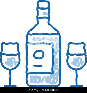Weinflasche Doodle Symbol handgezeichnete Illustration Stock Vektor