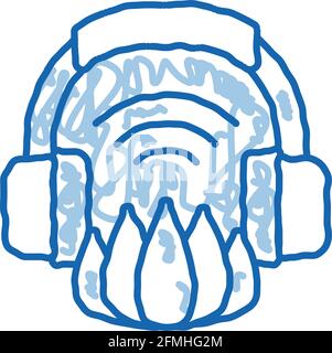 Musik für Meditation Doodle-Symbol handgezeichnete Illustration Stock Vektor