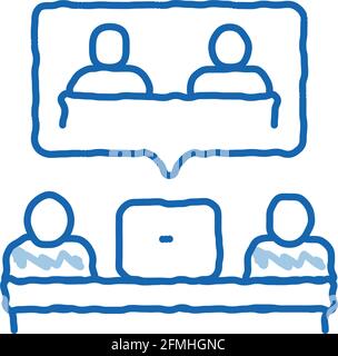 Partnerschaft Coworking Entscheidung Doodle Symbol Handgezeichnete Illustration Stock Vektor