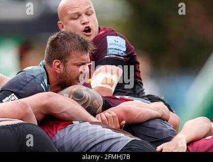 Twickenham Stoop, London, Großbritannien. Mai 2021. Englische Premiership Rugby, Harlekine versus Wesps; Lewies(c) of Harlekins calling orders with the Rolling Maul Credit: Action Plus Sports/Alamy Live News Stockfoto