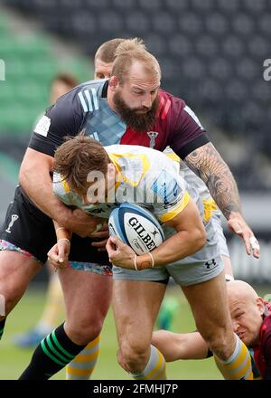 Twickenham Stoop, London, Großbritannien. Mai 2021. Englische Premiership Rugby, Harlekins versus Wesps; Joe Marler of Harlekins in Defense Kredit: Action Plus Sports/Alamy Live News Stockfoto