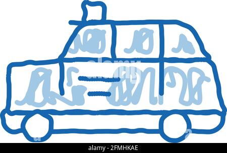 Bus Taxi Doodle Symbol handgezeichnete Illustration Stock Vektor