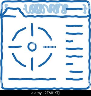 Ziel für einen bestimmten Ordner Doodle Symbol Handgezeichnete Illustration Stock Vektor