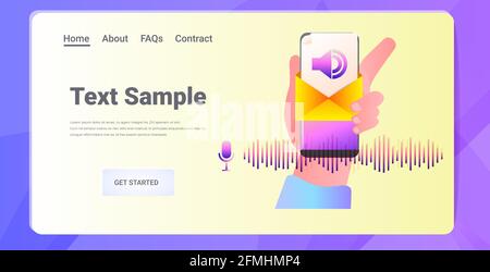 Hand über Smartphone kommunizieren über Sprachnachrichten Audio-Chat-Anwendung Online-Kommunikation Stock Vektor