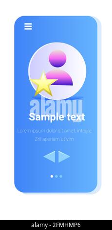 Avatar mit dem Symbol für das Konto markiert den bevorzugten Benutzer mit einem Stern Smartphone-Bildschirm vertikal Stock Vektor