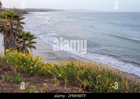 Frühlingsmorgen über Swami's Beach. Encinitas, Kalifornien, USA. Stockfoto