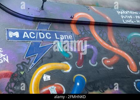 AC DC Laneway und Straßenschild im Stadtzentrum von Melbourne, Victoria, Australien Stockfoto