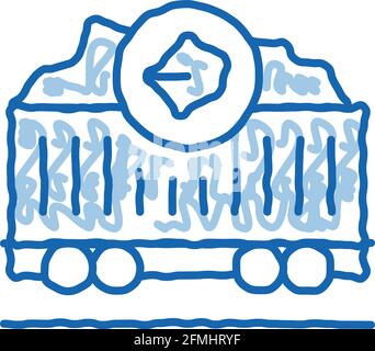 Kohle-Trolley-Doodle-Symbol handgezeichnete Illustration Stock Vektor