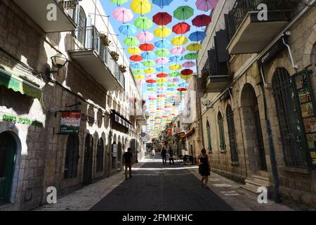 Yoel Moshe Salomon Straße in Nahalat Shiv'a, Jerusalem. Stockfoto