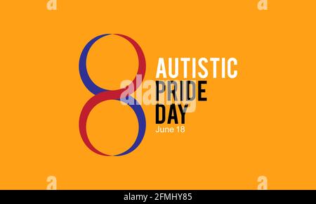 Awareness-Konzept des autistischen Pride Day, das jedes Jahr am 18. Juni beobachtet wird. Autistische Vorlage für Hintergrund, Banner, Poster, Karten-Sensibilisierungskampagne. Stock Vektor