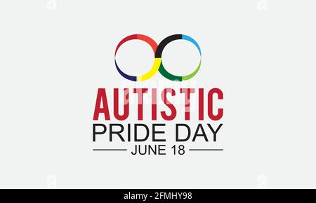 Awareness-Konzept des autistischen Pride Day, das jedes Jahr am 18. Juni beobachtet wird. Autistische Vorlage für Hintergrund, Banner, Poster, Karten-Sensibilisierungskampagne. Stock Vektor