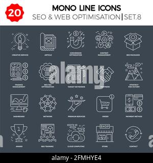 Dünne Linie Icons Set von Search Engine Optimization Stock Vektor