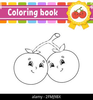 Bild für Kinder. Fröhlicher Charakter. Vektorgrafik. Niedlicher Cartoon-Stil. Schwarze Kontur Silhouette. Isoliert auf weißem Hintergrund. Grill Stock Vektor