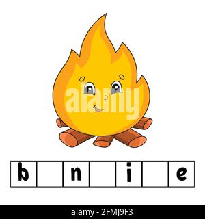 Wörter Puzzle. Arbeitsblatt zum Bildungswesen. Lernspiel für Kinder. Aktivitätsseite Farbe. Rätsel für Kinder. Englisch für Vorschule. Vektorgrafik. Carto Stock Vektor