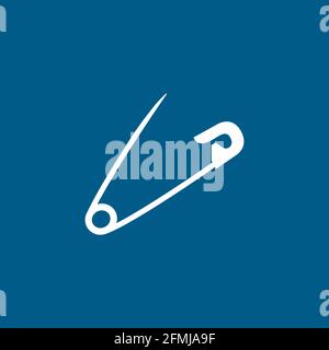 Symbol Für Sicherheitsnadel Auf Blauem Hintergrund. Blaue Flache Vektorgrafik. Stock Vektor