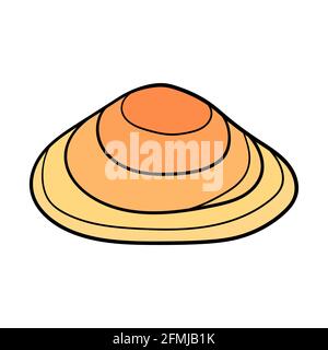 Handgezeichnete Clamshell aus gravierter Linie. Gestaltungselement für Einladungen, Grußkarten, Poster, Banner, Flyer und mehr. Vektorgrafik farbenfrohe Illustration Stock Vektor