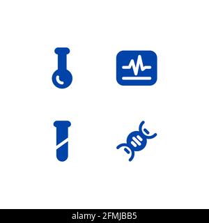 Einfaches medizinisches Labor Icon Set Illustration Design Template mit Glyphe Stil Stock Vektor