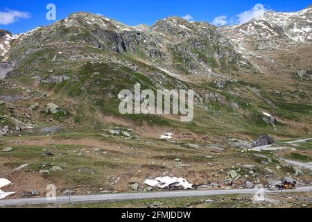 Alte Gotthard-Alpenpassstraße in den schweizer alpen, Schweiz Stockfoto