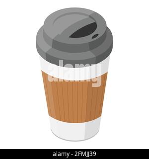 Vektorgrafik Einweg-Kaffeetasse Symbol isoliert auf weißem Hintergrund. Isometrische Ansicht der Kaffeetasse. Stock Vektor