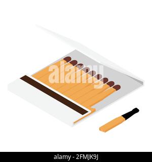 Leere Promo flache Matches Buch und gebrannten Match. Leere Pappkartons für Werbung, Werbung. Vektor Stock Vektor