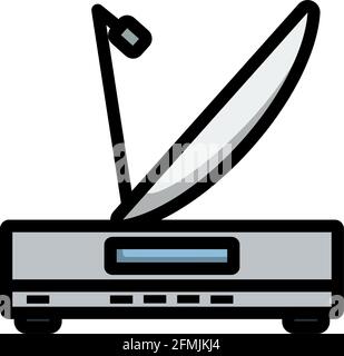 Satellitenempfänger Mit Antennensymbol. Editierbare Fett Formatigte Kontur Mit Farbfüllungsdesign. Vektorgrafik. Stock Vektor