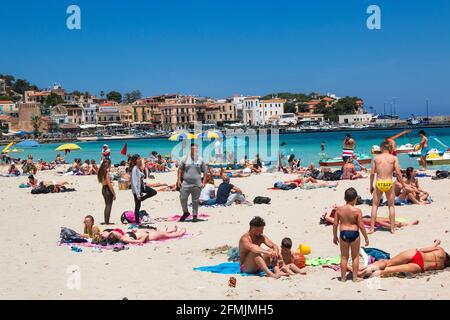 Italien, Sizilien, Mondello Strand in der Nähe von Palermo Stockfoto