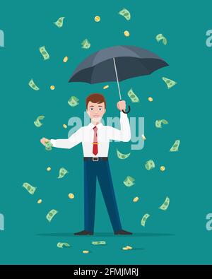 Mans Geld Regen Stock Vektor
