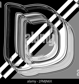 Quadratische Grafik mit verschobenen und wiederholten Großbuchstaben D Als Monogramm in Schwarz und Weiß Stockfoto