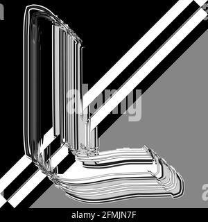 Quadratische Grafik mit verschobenen und wiederholten Großbuchstaben L Als Monogramm in Schwarz und Weiß Stockfoto