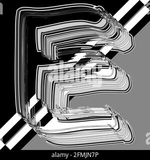 Quadratische Grafik mit verschobenen und wiederholten Großbuchstaben E Als Monogramm in Schwarz und Weiß Stockfoto