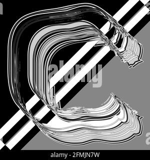 Quadratische Grafik mit verschobenen und wiederholten Großbuchstaben C Als Monogramm in Schwarz und Weiß Stockfoto