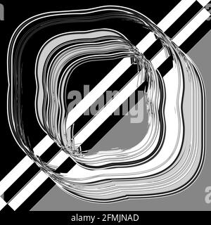 Quadratische Grafik mit verschobenen und wiederholten Großbuchstaben O Als Monogramm in Schwarz und Weiß Stockfoto