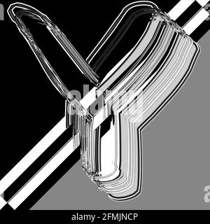 Quadratische Grafik mit dem verschobenen und wiederholten Großbuchstaben Y Als Monogramm in Schwarz und Weiß Stockfoto