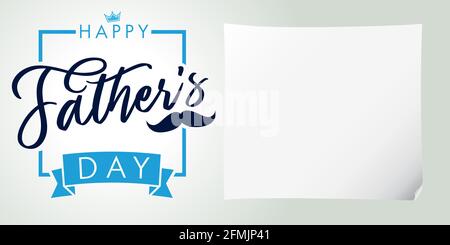 Happy Father's Day weiße, schwarze und blaue Postkarte. Happy Fathers Day kreative Gratzen. Papa ist mein König, bester Tag der Welt Poster. Isoliert Stock Vektor