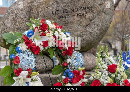 Monument im Little Norway Park, Toronto, Kanada Stockfoto
