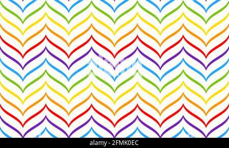 Regenbogen-Chevron-Muster, nahtloser geometrischer Vektor-Hintergrund. Einhorn magisches Regenbogenmuster. Abstrakter geometrischer Wellenhintergrund. Stock Vektor