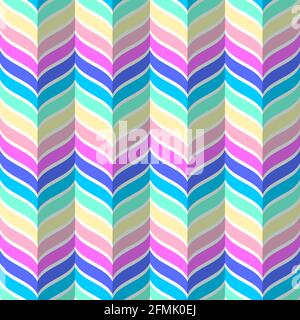 Regenbogen-Chevron-Muster, nahtloser geometrischer Vektor-Hintergrund. Einhorn magisches Regenbogenmuster. Abstrakter geometrischer Wellenhintergrund. Stock Vektor