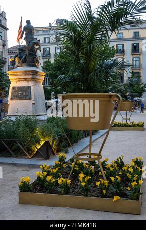 2021 Girona Blumenschau, 'Temps de Flors', findet jährlich im historischen Stadtzentrum statt Stockfoto