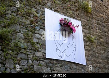 2021 Girona Blumenschau, 'Temps de Flors', findet jährlich im historischen Stadtzentrum statt Stockfoto