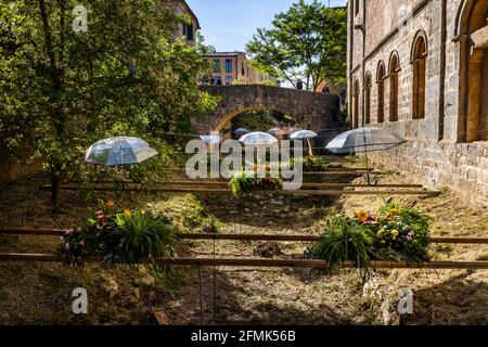 2021 Girona Blumenschau, 'Temps de Flors', findet jährlich im historischen Stadtzentrum statt Stockfoto