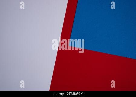 Weißer, blauer und roter Papierhintergrund, Vorlage, Buchumschlag Stockfoto