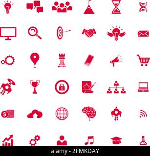 Satz von 36 Vektor-Symbolen zum Thema Geschäftserfolg und Plan. Stock Vektor