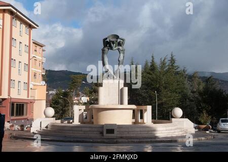 L'Aquila, enge Straßen, Erdbeben Werke, Abruzzen, Italien Stockfoto